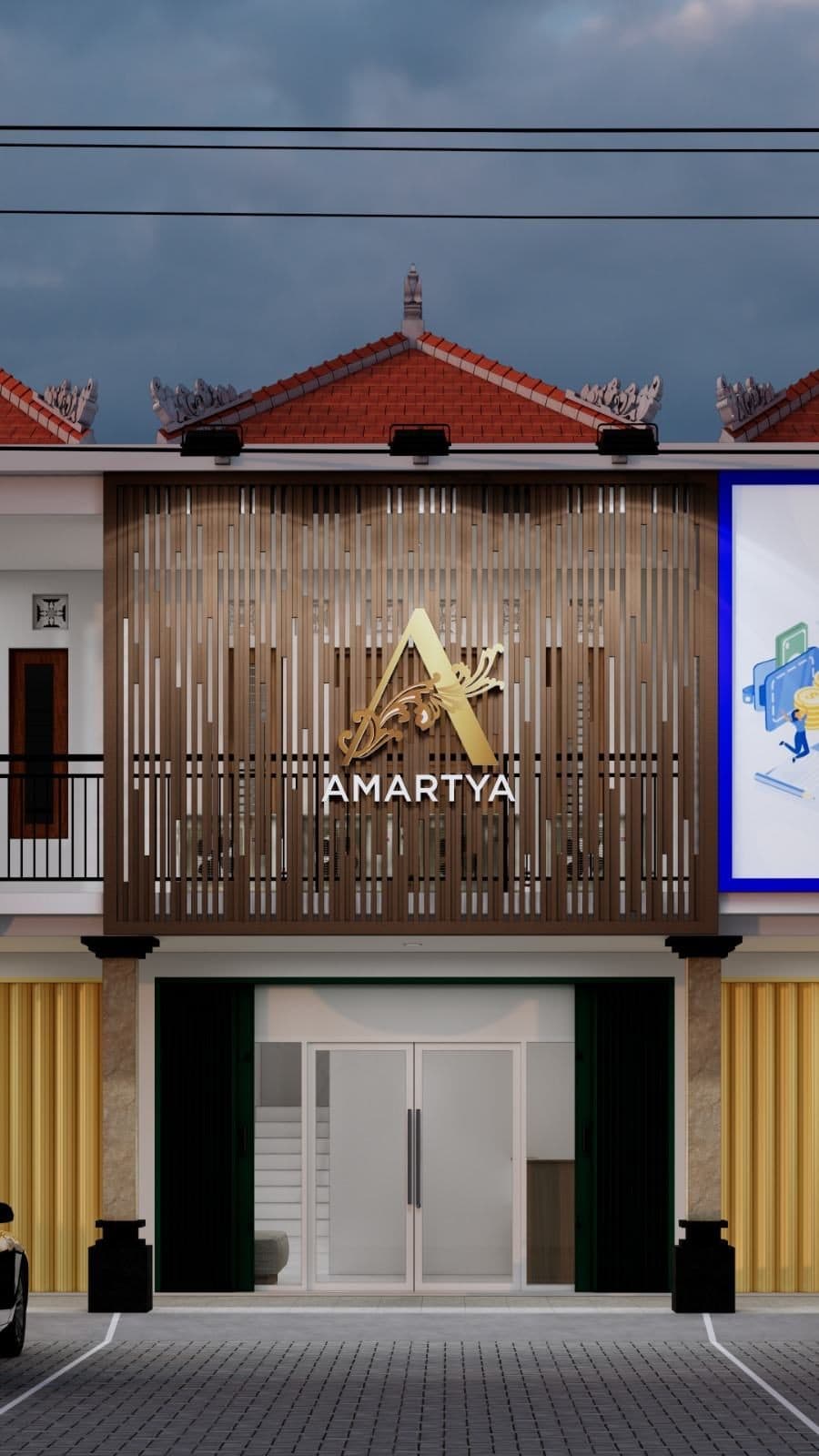Signage logo Amartya di kantor pusat